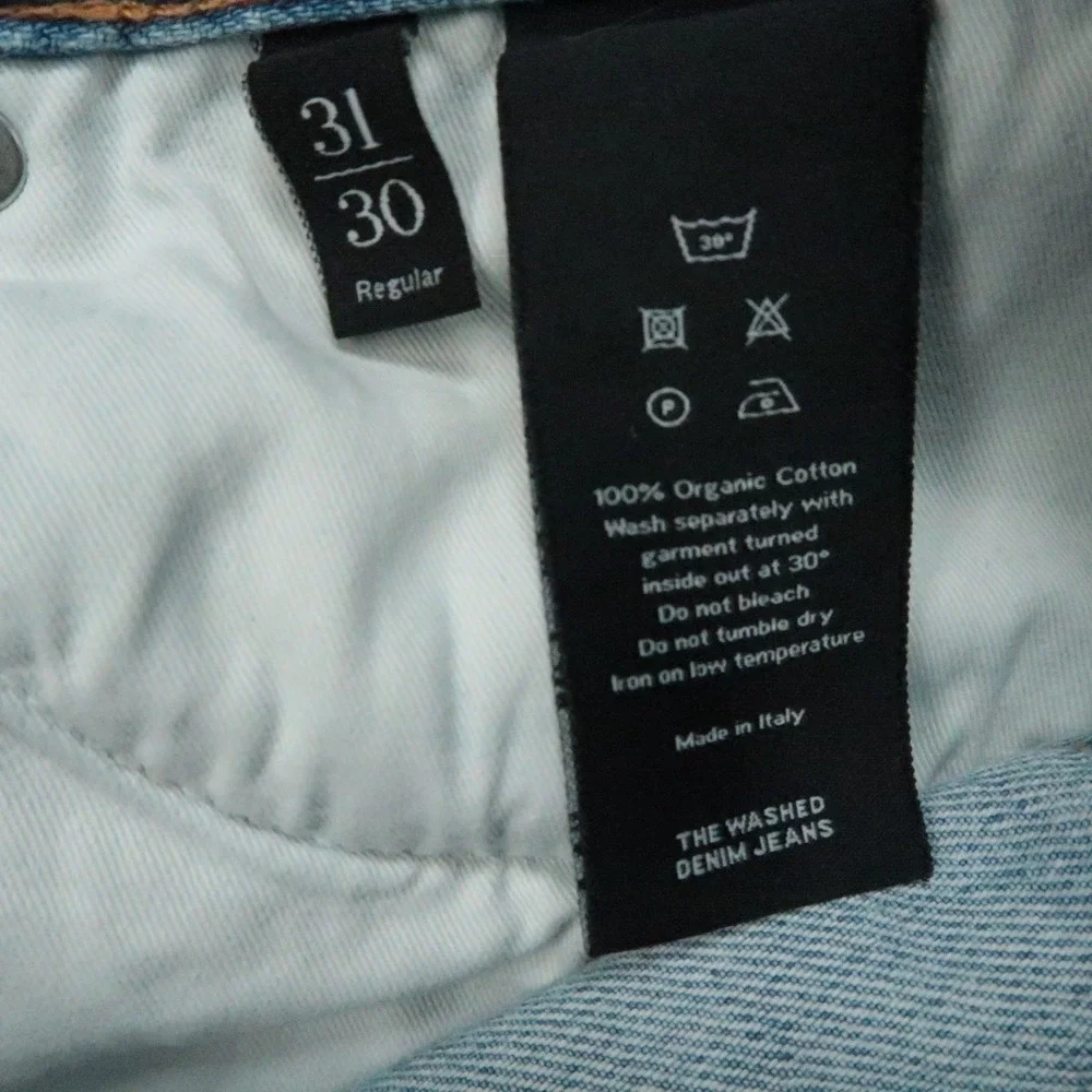 Asket Jeans Mens 31x30 Blue The Washed Denim Straight 5 Pocket Light